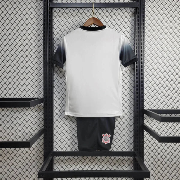 Conjunto Infantil Corinthians Home I 24/25 - Branco e preto (Patrocínio)