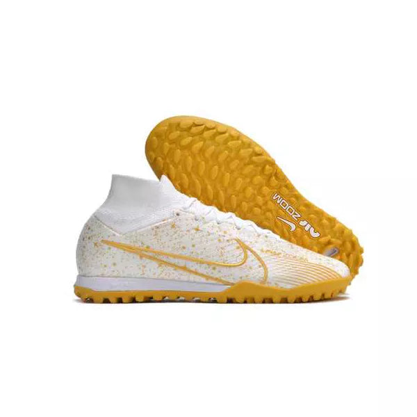 Chuteira Society Nike Air Zoom Mercurial 9 Elite (TF) - Branca/Dourado