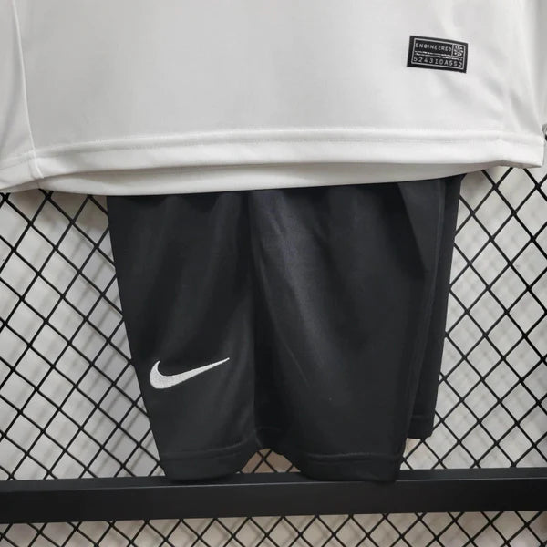 Conjunto Infantil Corinthians Home I 24/25 - Branco e preto (Patrocínio)