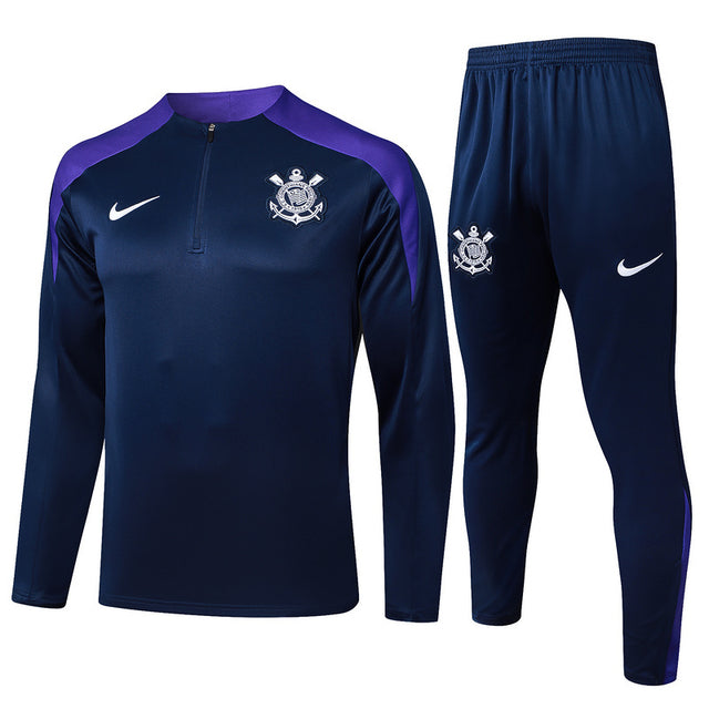 Conjunto Treino Meio Zíper Corinthians - Azul Marinho - Masculino