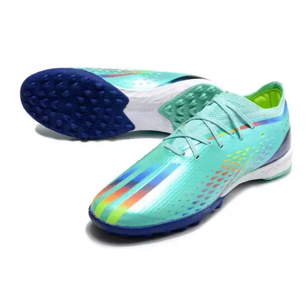 Chuteira Society Adidas Lightstrike (TF) - Azul/Colorida