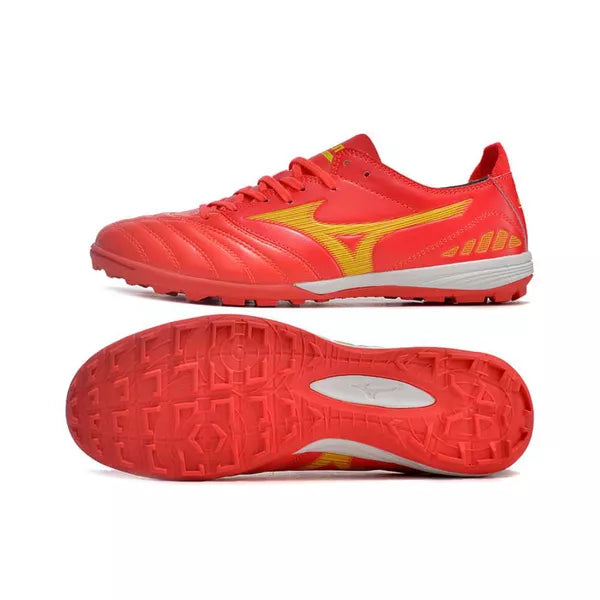 Chuteira Society Mizuno Morelia Neo (TF) - Vermelho e Amarelo