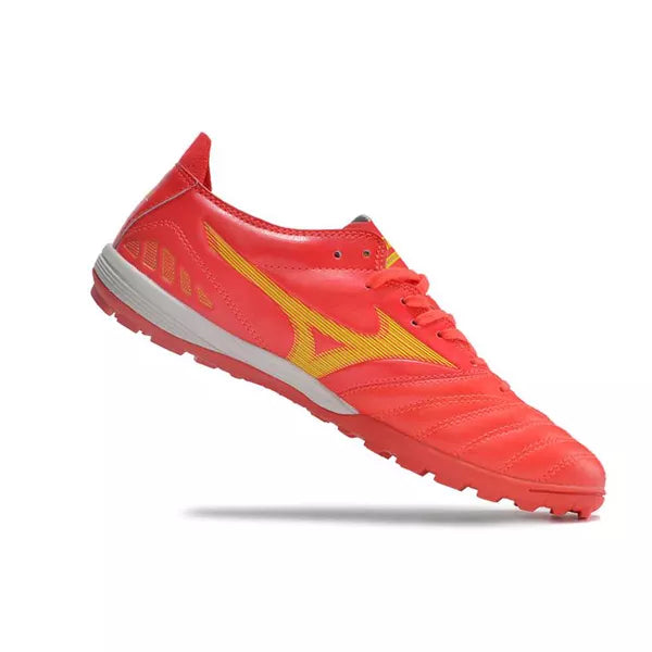 Chuteira Society Mizuno Morelia Neo (TF) - Vermelho e Amarelo