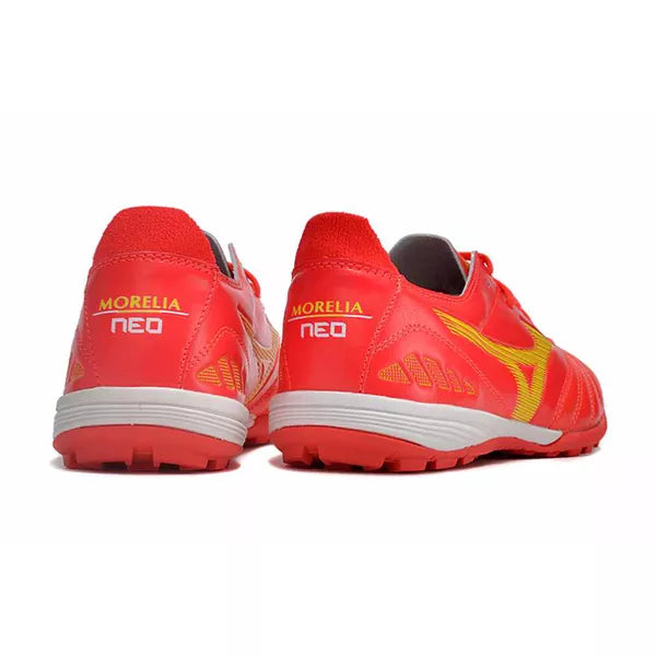 Chuteira Society Mizuno Morelia Neo (TF) - Vermelho e Amarelo