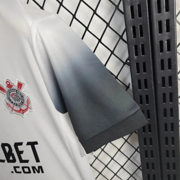 Conjunto Infantil Corinthians Home I 24/25 - Branco e preto (Patrocínio)