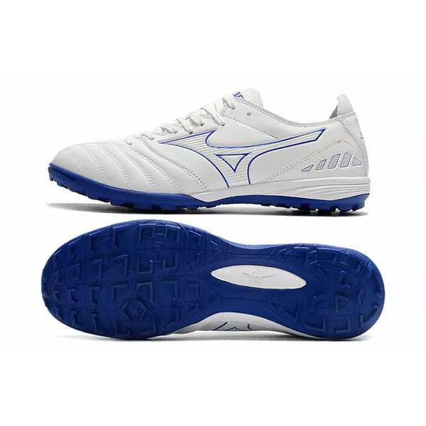 Chuteira Society Mizuno Morelia Neo (TF) - Branco e Azul