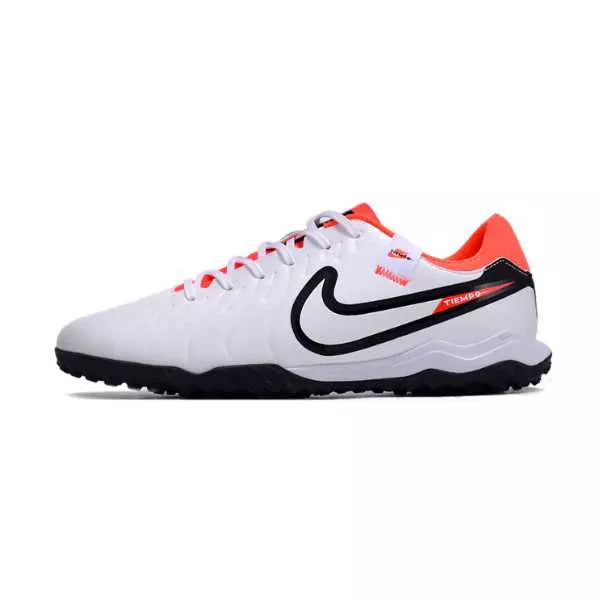 Chuteira Society Nike Tiempo (TF) - Branco/Laranja