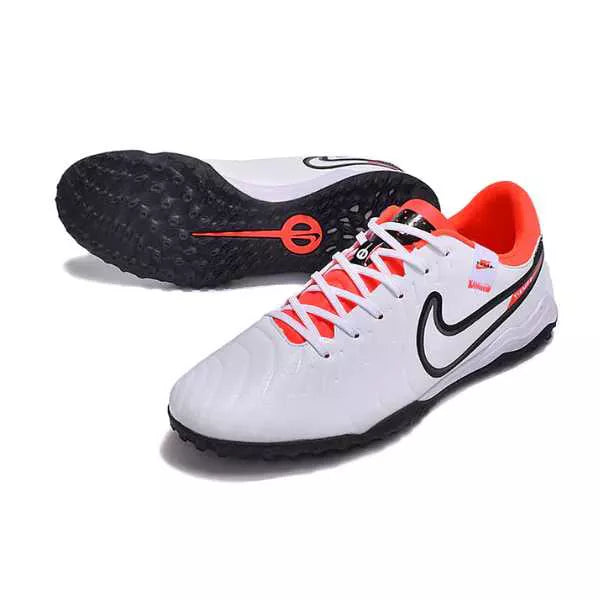 Chuteira Society Nike Tiempo (TF) - Branco/Laranja