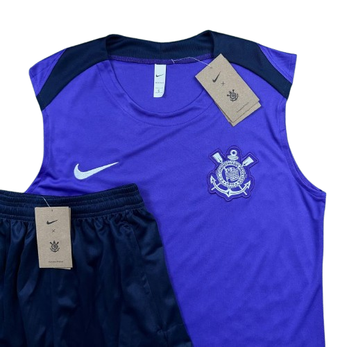 Conjunto de Treino Corinthians Regata e Shorts 25/26 - Roxa e Azul Marinho - Masculino