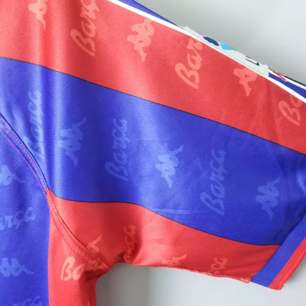 Camisa Barcelona Retrô Home I 95/96 - Azul/Vermelha - Retrô Masculina Ronaldo Fenômeno